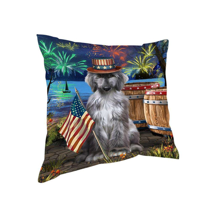 4th of July Independence Day Fireworks Afghan Hound Dog at the Lake Pillow PIL60324
