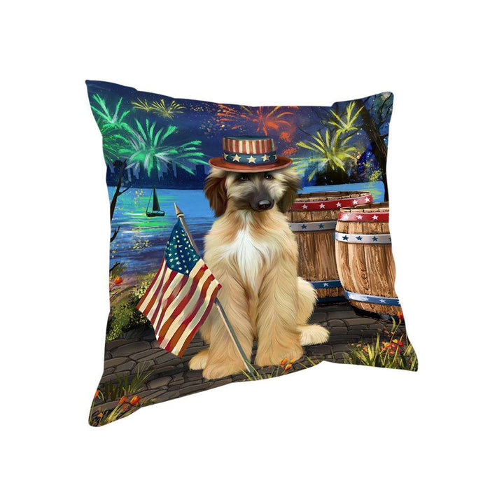 4th of July Independence Day Fireworks Afghan Hound Dog at the Lake Pillow PIL60328