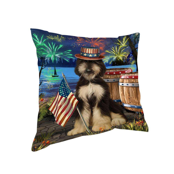 4th of July Independence Day Fireworks Afghan Hound Dog at the Lake Pillow PIL60332
