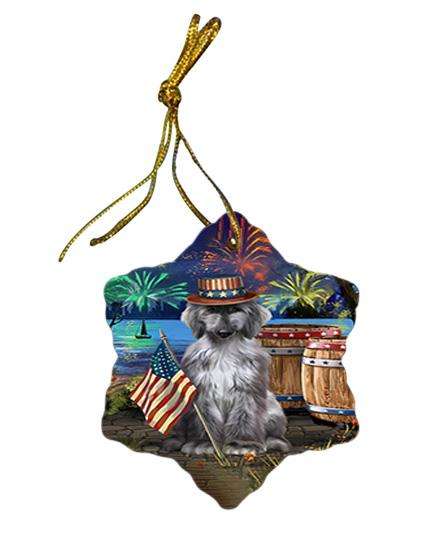 4th of July Independence Day Fireworks Afghan Hound Dog at the Lake Star Porcelain Ornament SPOR51057