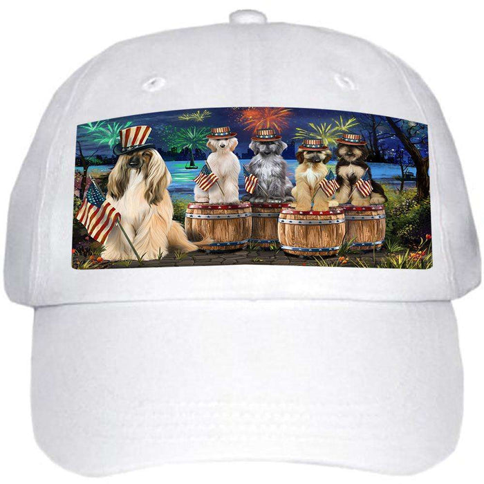 4th of July Independence Day Fireworks Afghan Hounds at the Lake Ball Hat Cap HAT56742