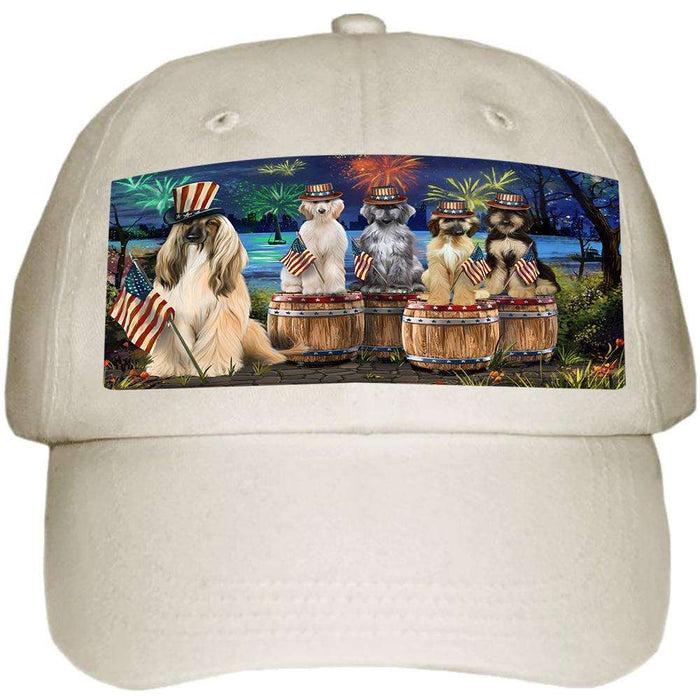 4th of July Independence Day Fireworks Afghan Hounds at the Lake Ball Hat Cap HAT56742