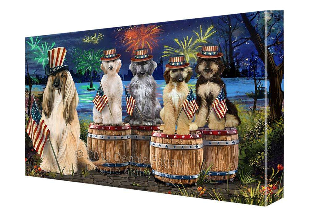 4th of July Independence Day Fireworks Afghan Hounds at the Lake Canvas Print Wall Art Décor CVS75617