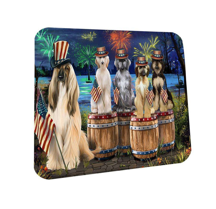 4th of July Independence Day Fireworks Afghan Hounds at the Lake Coasters Set of 4 CST50962