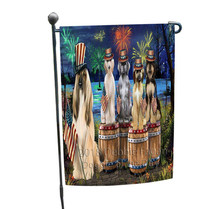 4th of July Independence Day Fireworks Afghan Hounds at the Lake Garden Flag GFLG50925