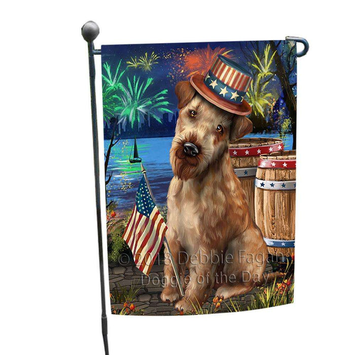 4th of July Independence Day Fireworks Airedale Terrier Dog at the Lake Garden Flag GFLG50826