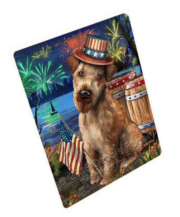 4th of July Independence Day Fireworks Airedale Terrier Dog at the Lake Large Refrigerator / Dishwasher Magnet RMAG65472