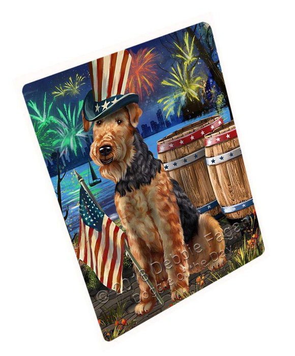 4th Of July Independence Day Fireworks Airedale Terrier Dog At The Lake Magnet Mini (3.5" x 2") MAG56730