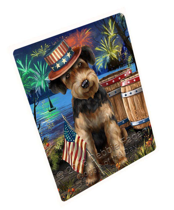 4th Of July Independence Day Fireworks Airedale Terrier Dog At The Lake Magnet Mini (3.5" x 2") MAG56739