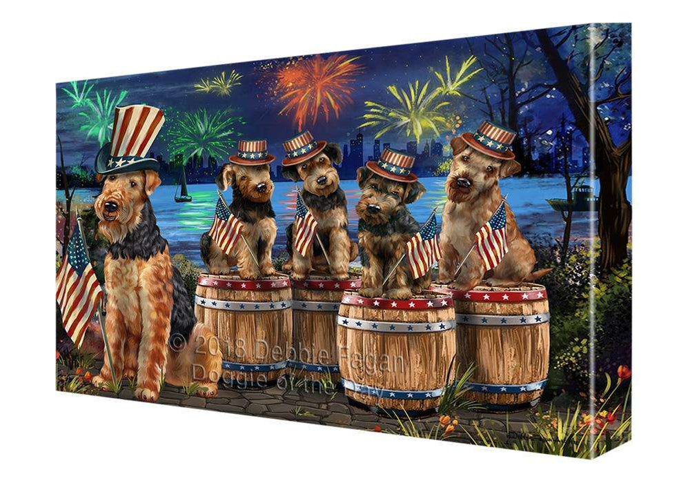 4th of July Independence Day Fireworks Airedale Terriers at the Lake Canvas Print Wall Art Décor CVS75626