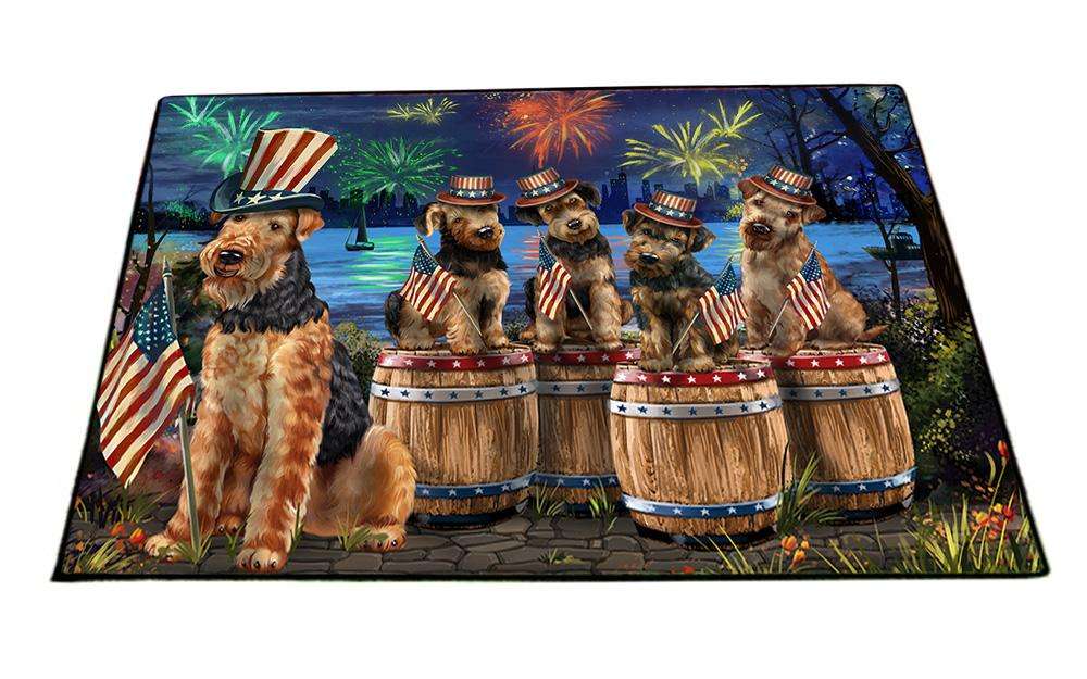 4th of July Independence Day Fireworks Airedale Terriers at the Lake Floormat FLMS50838
