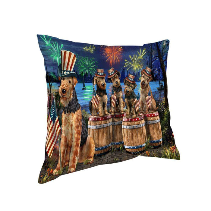 4th of July Independence Day Fireworks Airedale Terriers at the Lake Pillow PIL60080