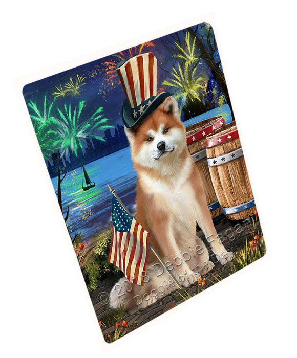 4th of July Independence Day Fireworks Akita Dog at the Lake Blanket BLNKT75693