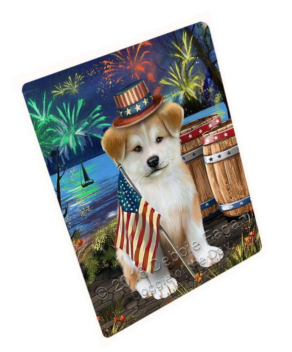4th of July Independence Day Fireworks Akita Dog at the Lake Blanket BLNKT75702