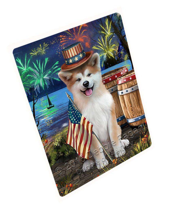 4th of July Independence Day Fireworks Akita Dog at the Lake Blanket BLNKT75711