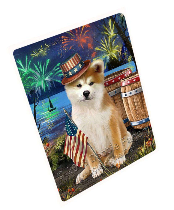 4th of July Independence Day Fireworks Akita Dog at the Lake Blanket BLNKT75729