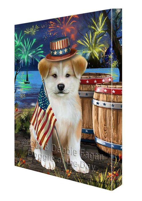 4th of July Independence Day Fireworks Akita Dog at the Lake Canvas Print Wall Art Décor CVS76211