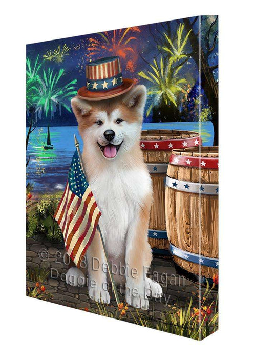 4th of July Independence Day Fireworks Akita Dog at the Lake Canvas Print Wall Art Décor CVS76220