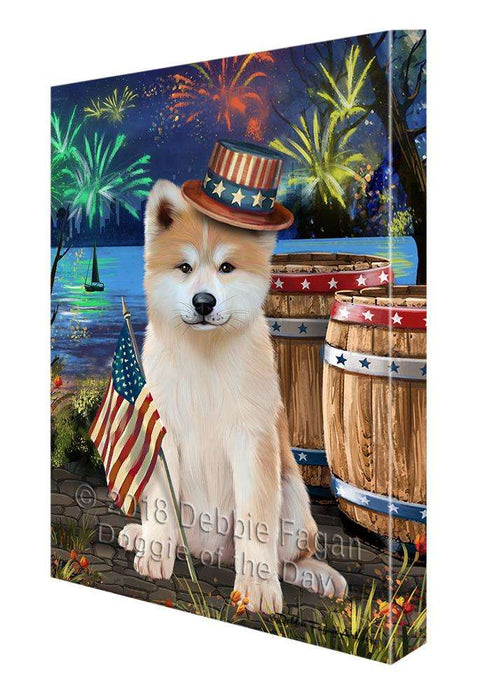4th of July Independence Day Fireworks Akita Dog at the Lake Canvas Print Wall Art Décor CVS76229
