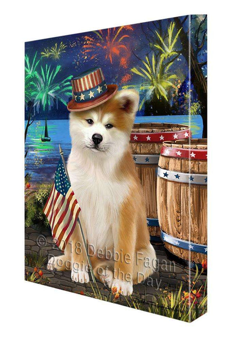 4th of July Independence Day Fireworks Akita Dog at the Lake Canvas Print Wall Art Décor CVS76238
