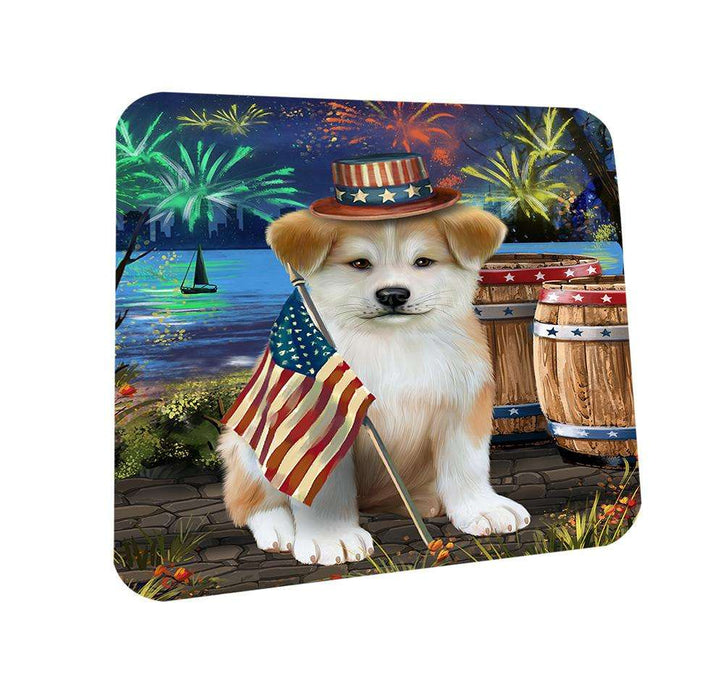 4th of July Independence Day Fireworks Akita Dog at the Lake Coasters Set of 4 CST51028