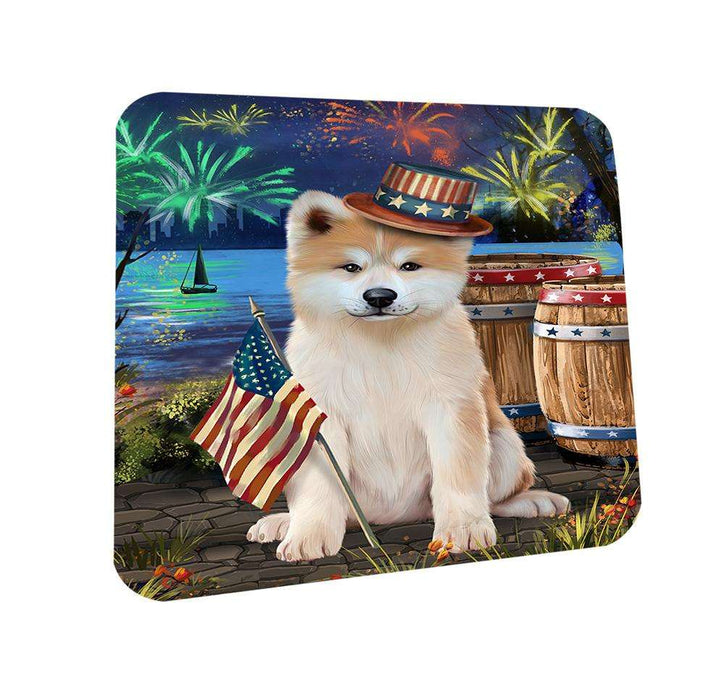 4th of July Independence Day Fireworks Akita Dog at the Lake Coasters Set of 4 CST51030