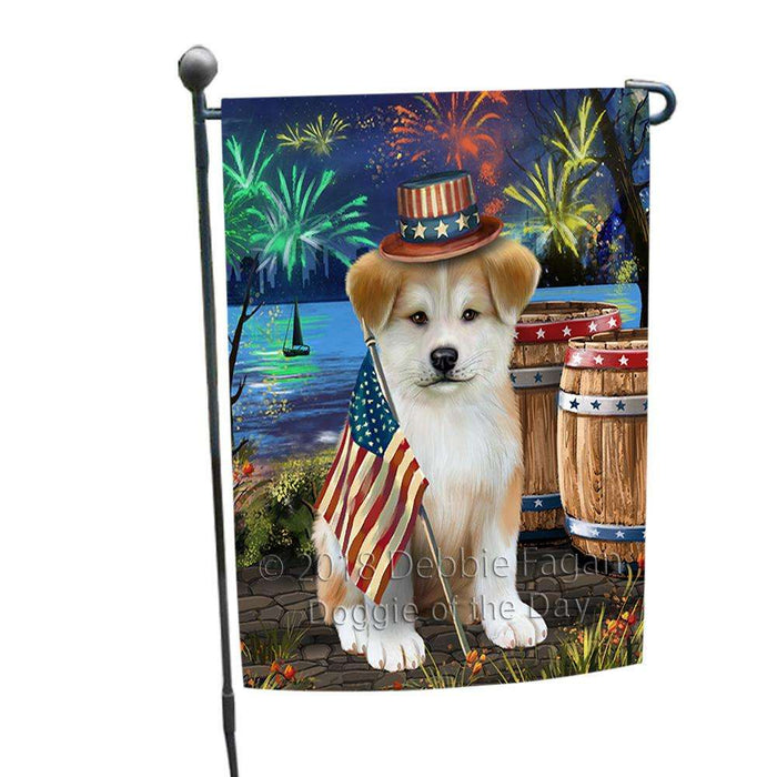 4th of July Independence Day Fireworks Akita Dog at the Lake Garden Flag GFLG50991