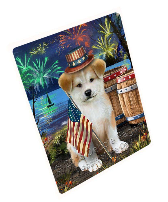 4th Of July Independence Day Fireworks Akita Dog At The Lake Magnet Mini (3.5" x 2") MAG57231