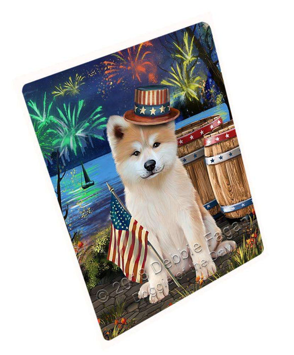 4th Of July Independence Day Fireworks Akita Dog At The Lake Magnet Mini (3.5" x 2") MAG57237