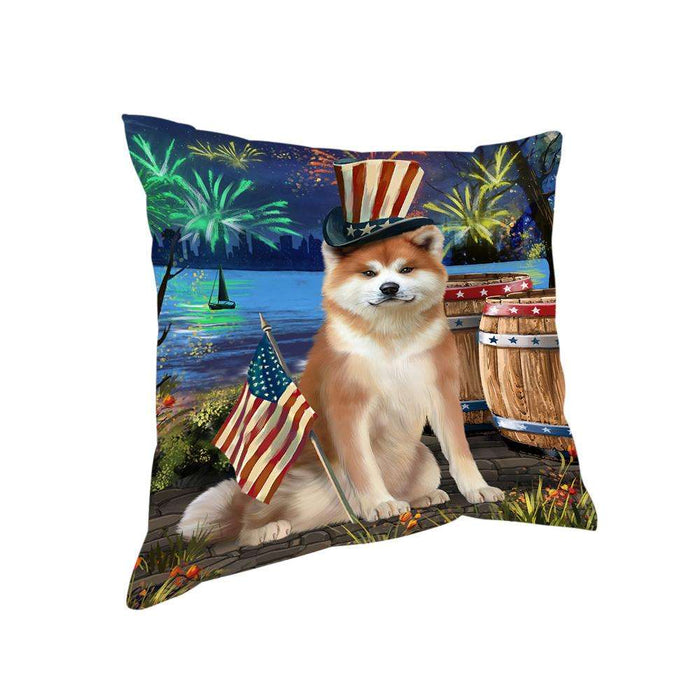 4th of July Independence Day Fireworks Akita Dog at the Lake Pillow PIL60336