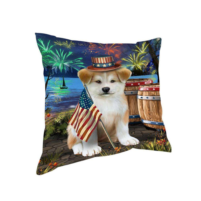 4th of July Independence Day Fireworks Akita Dog at the Lake Pillow PIL60340