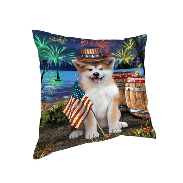 4th of July Independence Day Fireworks Akita Dog at the Lake Pillow PIL60344