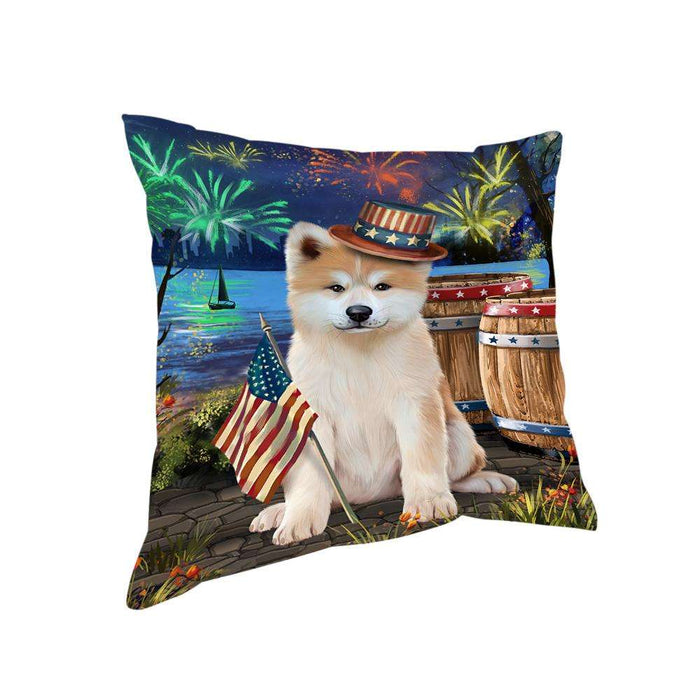4th of July Independence Day Fireworks Akita Dog at the Lake Pillow PIL60348