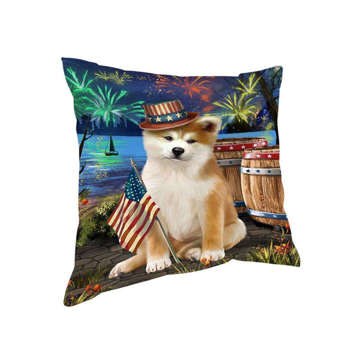 4th of July Independence Day Fireworks Akita Dog at the Lake Pillow PIL60352