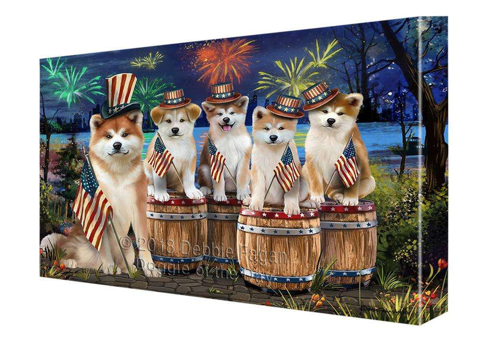 4th of July Independence Day Fireworks Akitas at the Lake Canvas Print Wall Art Décor CVS75635