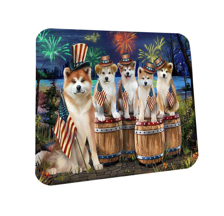 4th of July Independence Day Fireworks Akitas at the Lake Coasters Set of 4 CST50964