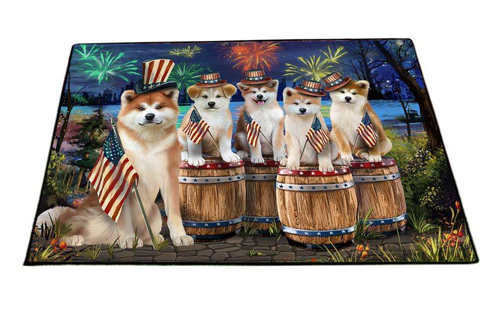 4th of July Independence Day Fireworks Akitas at the Lake Floormat FLMS50841