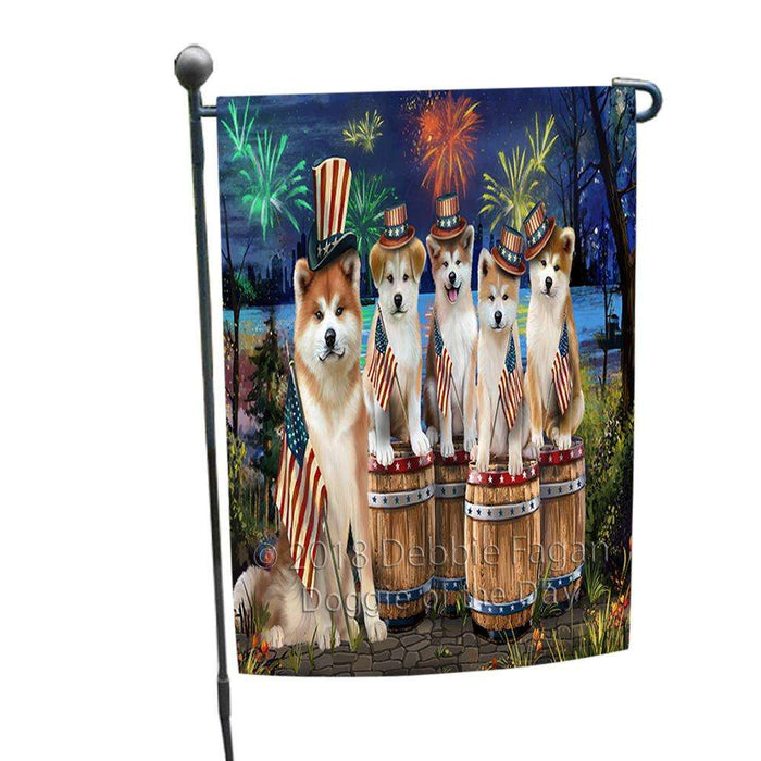 4th of July Independence Day Fireworks Akitas at the Lake Garden Flag GFLG50927