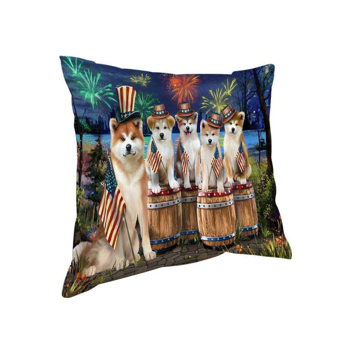 4th of July Independence Day Fireworks Akitas at the Lake Pillow PIL60084