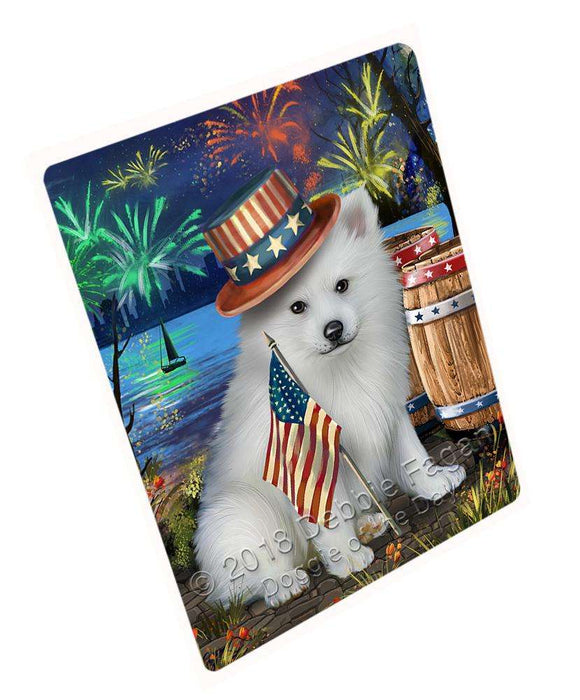4th of July Independence Day Fireworks American Eskimo Dog at the Lake Cutting Board C56745