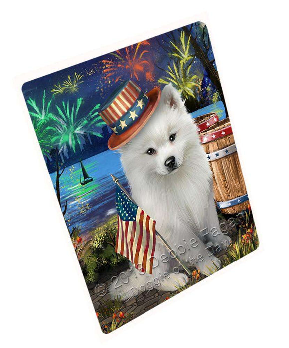 4th of July Independence Day Fireworks American Eskimo Dog at the Lake Cutting Board C56748