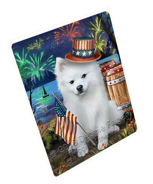 4th of July Independence Day Fireworks American Eskimo Dog at the Lake Cutting Board C56754