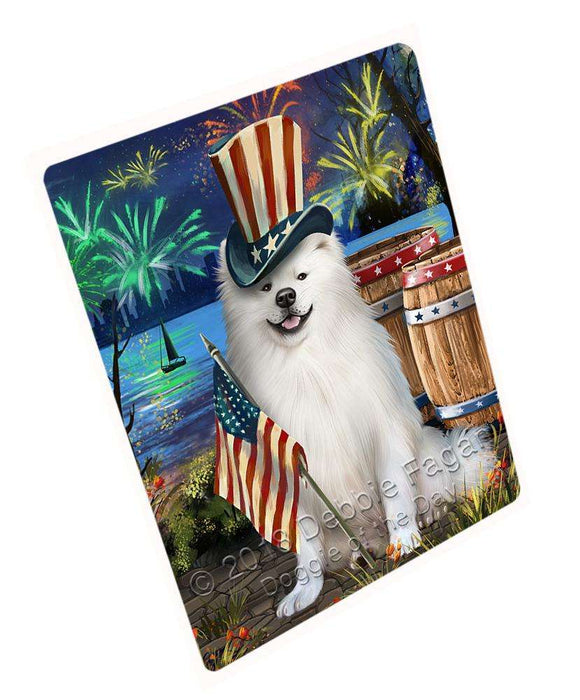 4th of July Independence Day Fireworks American Eskimo Dog at the Lake Cutting Board C56757