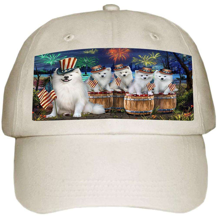 4th of July Independence Day Fireworks American Eskimos at the Lake Ball Hat Cap HAT56751