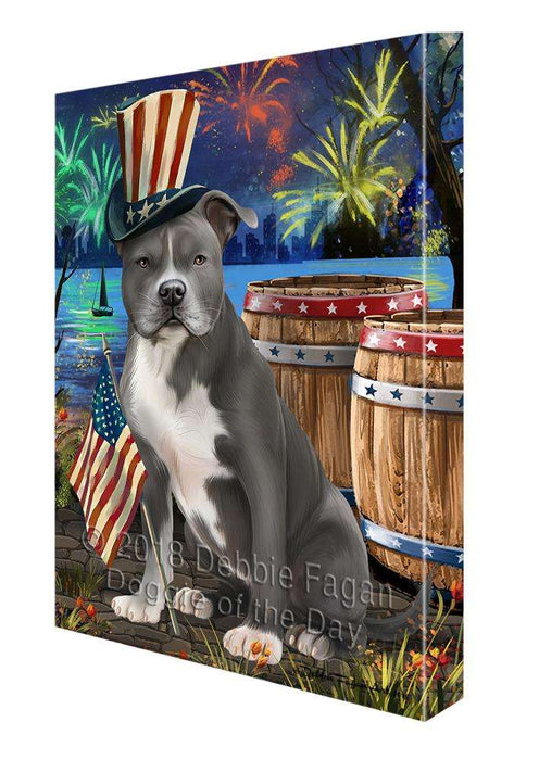 4th of July Independence Day Fireworks American Staffordshire Terrier Dog at the Lake Canvas Print Wall Art Décor CVS76247