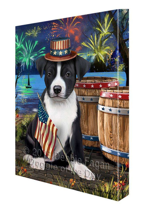 4th of July Independence Day Fireworks American Staffordshire Terrier Dog at the Lake Canvas Print Wall Art Décor CVS76256