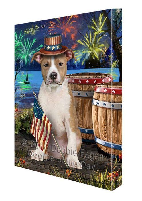 4th of July Independence Day Fireworks American Staffordshire Terrier Dog at the Lake Canvas Print Wall Art Décor CVS76265