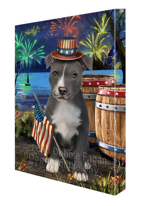 4th of July Independence Day Fireworks American Staffordshire Terrier Dog at the Lake Canvas Print Wall Art Décor CVS76274