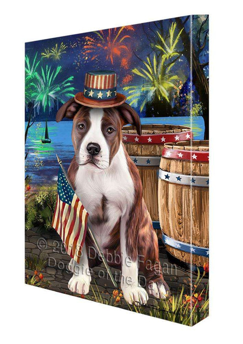 4th of July Independence Day Fireworks American Staffordshire Terrier Dog at the Lake Canvas Print Wall Art Décor CVS76283