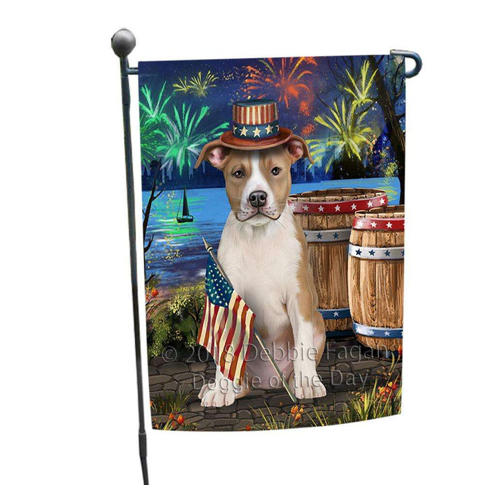 4th of July Independence Day Fireworks American Staffordshire Terrier Dog at the Lake Garden Flag GFLG50997